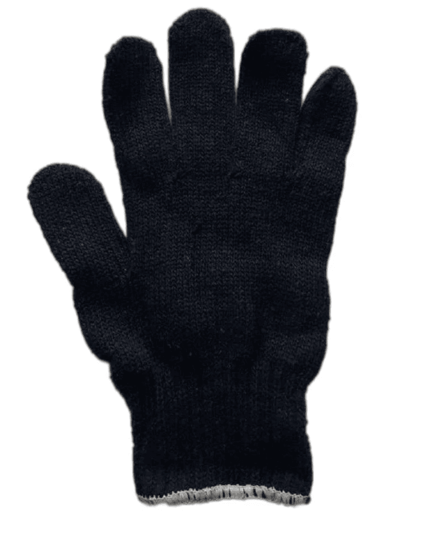 Black Cotton Knitted Hand Gloves
